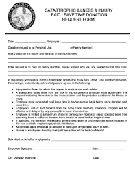 Sep 10, 2018 · to: Fillable Online Catastrophic Illness Sick Leave Time Donation Form City Of Reedley Fax Email Print Pdffiller