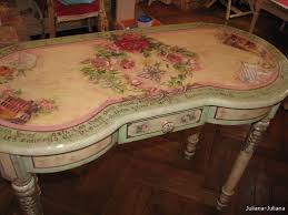 Decoupaged And Hand Painted Furniture I Have This Very Same Vanity In Wood Finish And Want To Do Shabby Chic Furniture Decoupage Furniture Painted Furniture