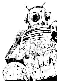 Black And White Robot Steampunk Robot Black And White By Plainpaper Steampunk Robots Black And White Robot Art