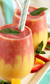 Looking For A Refreshing Breakfast This Mango Strawberry Smoothie Recipe Is Really Two Smoothie Recipes Strawberry Strawberry Mango Smoothie Smoothie Recipes
