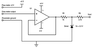 The npn transistor 2n2222 is working as a switch, when the two probes shown in the circuit will detect water the transistor become switch on copyright 2013 © circuitdiagram.org. The Flow Sensor Signal Conditioning Circuit Download Scientific Diagram