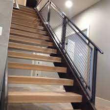 Hand Crafted Steel Mesh Railing By Wacoavenue Fabrication Custommade Com Mesh Railing Steel Railing Design Stair Railing Design