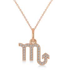 This is gold zodiac necklace scorpio 360 by aurate new york on vimeo, the home for high quality videos and the people who love them. Scorpio Zodiac Diamond Pendant Necklace 14k Rose Gold 0 16ct Az2490