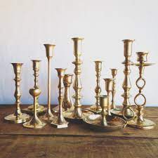 Waves brass taper candle holders. Brass Candlesticks Otis Pearl Partywares