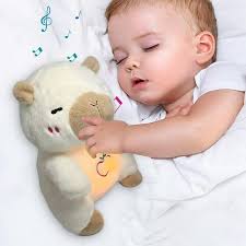 JLFNYA Breathing Stuffed Animal,Breathing Sucking White Bear,Soothing White  Bear