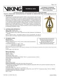 Technical Data Extended Coverage Upright Sprinkler Vk595
