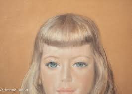 Beautiful Vintage Jay Hyde Barnum Pastel Painting of Girl in Blue 1955,  FINE!