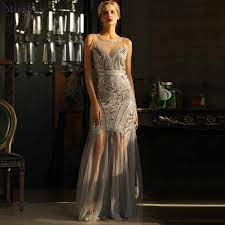 Vous pouvez le porter toute l'année. Robe Longue Fourreau Pour Femme Vintage Robe Gatsby Col Rond Sans Manches Robe De Soiree Des Annees 1920 Aliexpress