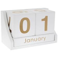 White Gold Wood Block Calendar Decor Hobby Lobby 1807338 In 2020 Block Calendar White And Gold Decor Gold Wood