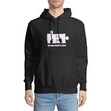 Funny Puzzle Hoodie All You Need Is Love Merch Sweatshirt Apparel Pullover Hooded Sweater Black Black Sweaters Hoodies Hooded Sweater