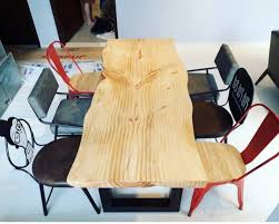 See more ideas about metal table legs. Natural Solid Wood Slab Table With Black Metal Legs Furniture Home Living Furniture Tables Sets On Carousell
