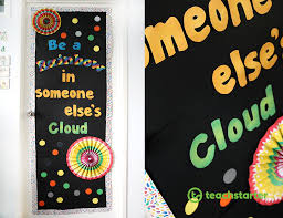 Face toy tattoos on classroom door. Awesome And Easy Classroom Door Display Ideas