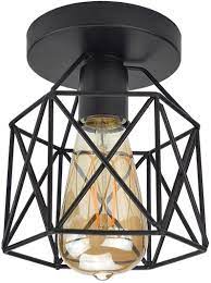 Check spelling or type a new query. Lysed Semi Flush Mount Ceiling Light E26 E27 Light Fixtures Retro Black Industrial Pendant Light Metal Bulb Guard Lamp Cage For Porch Hallway Kitchen Stairway Farmhouse Light Amazon Com