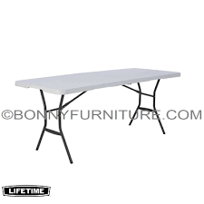 Molded tabletop (pearl) with a round folding frame (bronze). Lifetime 6 Foot 72 Inches Fold In Half Table White Bonny Furniture