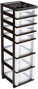 Iris 7 Drawer Storage Cart With Organizer Top Black Storage Cart Storage Drawers Makeup Storage Display