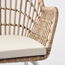 Abhilfe kommt jetzt aus singapur. Nilsove Norna Stuhl Mit Kissen Rattan Weiss Laila Natur Ikea Osterreich