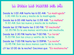 Me Encanta Escribir En Espanol La Hora Las Partes Del Dia Aprender Espanol Planes De Lecciones De Espanol Espanol
