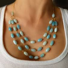 Statement Necklace Amazonite Necklace Multi Strand Silver Necklace Statement Amazonite Necklace Gemstone Necklace