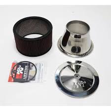 This complete air filter assembly has an all stainless steel top and base with a mirror finish. K N 58 1191 Velocity Stack Air Filter Assembly 5in Tall Red Ro