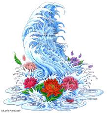 Japanese Wave N Lotto Flowers By Lorfis Aniu Jpg 795 845 Japanese Waves Water Art Waves Tattoo