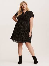 Black And White Polka Dot Chiffon Fabric Black White Polka Dot Print Chiffon Ruffled Skater Dress Dresses Print Chiffon Chiffon Ruffle