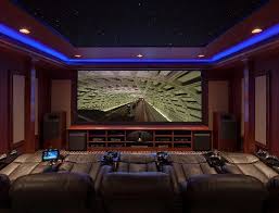 Awesome Media Room With 5 Screens Theater Seating And Cool Lighting Electronic House