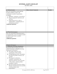 Iso 9001 Internal Audit Checklist Internal Audit Audit Checklist