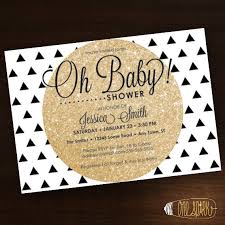 Black White And Gold Baby Shower Invitations Oh Baby Shower Custom Printable Invitation Geometric Minimalist Gender Neutral Triangle Circle Gold Glitter Baby Shower Baby Shower Invitations Baby Shower