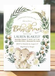 Elephant Baby Shower Invitation Gender Neutral Invite Safari Etsy Elephant Baby Shower Invitations Baby Shower Invites Neutral Elephant Baby Shower Boy