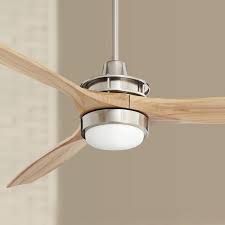 Ceiling Fans 52 Windspun Brushed Nickel And Natural Wood Led Ceiling Fan Led Ceiling Fan Ceiling Fan Wood Ceiling Fans