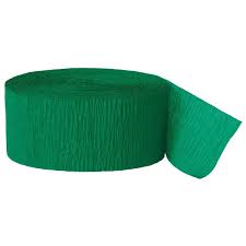A long, narrow strip of brightly coloured paper that is used as a decoration for special…. Green Crepe Streamers 81 Ft 24 6m Partyrama