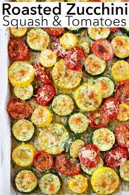 Flavour Packed Roasted Zucchini Squash And Tomatoes Made With Garlic Parmesan C Baked Squash And Zucchini Recipes Summer Squash Recipes Yellow Squash Recipes