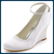 Elegantpark A610 Ivory Damen Satin Runde Geschlossene Zehen Keile Brautschuhe Gr 41 Damen Pumps Hochzeit Schuhe Keilabsatz Brautschuhe Brautjungfer Schuhe