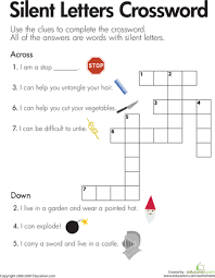 Silent Letters Crossword Worksheet Education Com Phonics Worksheets Reading Worksheets Spelling For Kids