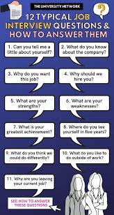 12 Typical Job Interview Questions How To Answer Them The University Network Typical Job Interview Questions Job Interview Questions Job Interview Answers