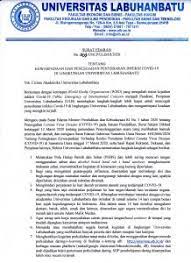 Surat Edaran Rektor Universitas Labuhanbatu Tentang Kewaspadaan Dan Pencegahan Penyebaran Infeksi Covid 19 Universitas Labuhanbatu