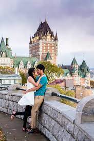Romantic Pre Wedding Photography Canada Fairmont Chateau Frontenac Quebec City Wedding Proposal Prewedding Photography
