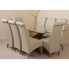 Find the perfect patio furniture & backyard decor at hayneedle, where you can buy online while you explore our room designs and curated looks for tips, ideas & inspiration to help you along the way. Valencia Oak Large Glass Dining Table 8 Montana Ivory Leather Chairs