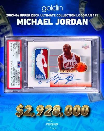The final sale price on the 2003 Upper Deck Ultimate Collection Michael  Jordan Logoman card was $2.9 million at auction.