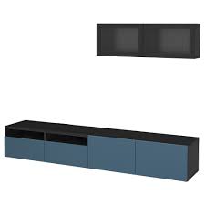 Besta Tv Storage Combination Glass Doors Black Brown Valviken Dark Blue Clear Glass Drawer Runner Push Open Ikea Ikea Tv Storage Decor Inspiration