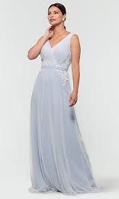 V Neck Long Tulle Bridesmaid Dress By Kleinfeld Tulle Bridesmaid Dress Dresses Bridesmaid Dresses