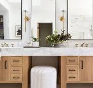 Beige Wood Bath Vanity Design Ideas
