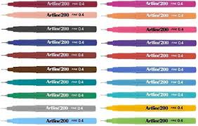 Amazon Com Artline 200 Fineliner Pens 20 Colors With Dual Zipper Carrying Case Office Products Fine Point Pens Marker Pen Technical Drawing