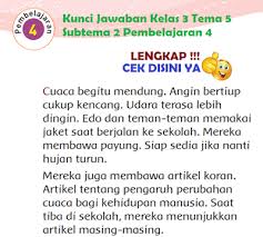 Check spelling or type a new query. Lengkap Kunci Jawaban Tematik Kelas 3 Tema 5 Subtema 2 Pembelajaran 4 Simple News Kunci Jawaban Lengkap Terbaru