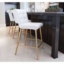 white button tufted bar stool gold legs