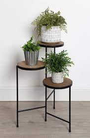 Fields Tri Level Metal Plant Stand Plant Stand Indoor Plant Stand Table Wood Plant Stand