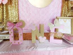 Pink Gold Minnie Mouse Diy Letter Decoration Party Backdrop Pink Gold Party Minnie Mouse First Birthday Backdrops For Parties