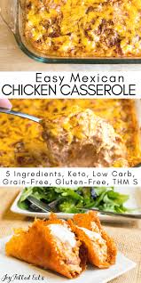 Lightly grease bottom of 9×13 baking pan with olive oil. Easy Mexican Chicken Casserole With Chipotle Low Carb Keto Thm S Grain Free Gluten Free 5 Ingred Mexican Chicken Casserole Recipes Low Carb Diet Recipes