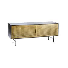 Meuble Tv 2 Portes En Metal Noir Et Dore Maisons Du Monde Meuble Tv Mobilier De Salon Armoire Tv