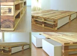 Palettenbett Mit Lagerung Mobel Palettenbett Selbstgemachte Bettrahmen Bettrahmen Mit Schubladen
